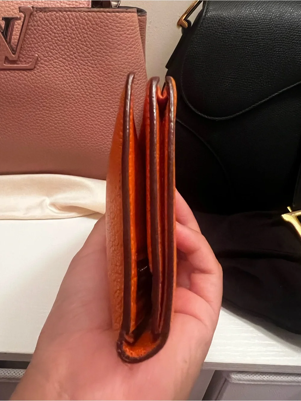 Hermès Bearn Soufflet Wallet Orange Epsom Leather